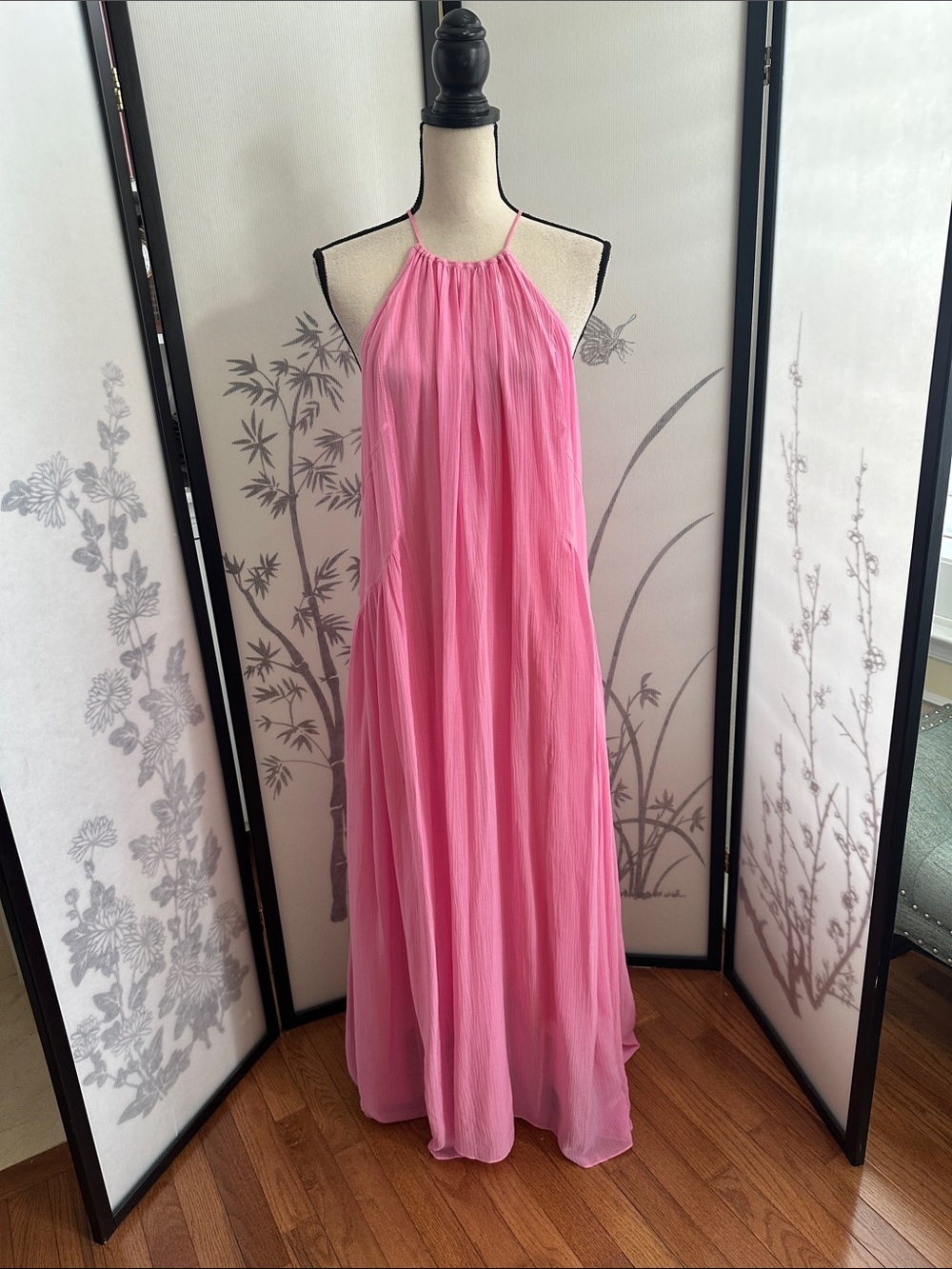 rag & bone Pink Silk Blend Halter Maxi Dress Size L